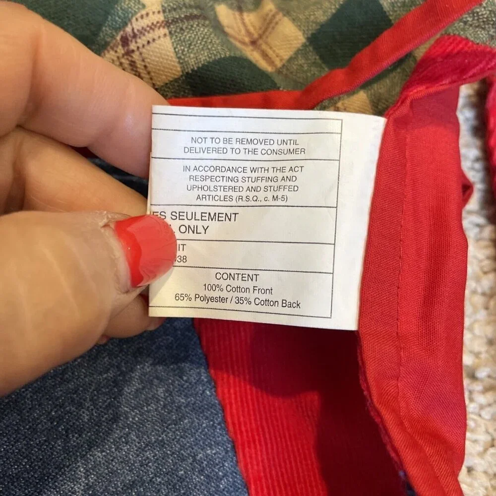 Vintage Pier 1 Christmas Tree Skirt Patchwork Corduroy Denim Jingle Bells 54